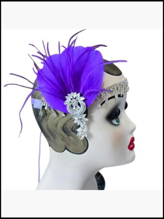 Vintage Flapper Headpiece Feather Hair Clip Gatsby Costume Headband Tea Party main image 7